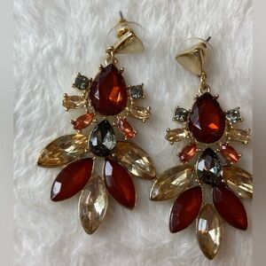 Fall Autumn‎ Colors Statement Jeweled Earrings